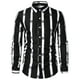 thumbnail image 1 of Camisas De Mezclilla Para Hombre Camisa informal con estampado de rayas para hombre Camisa de blusa con cuello vuelto de manga larga (Black, L), 1 of 3