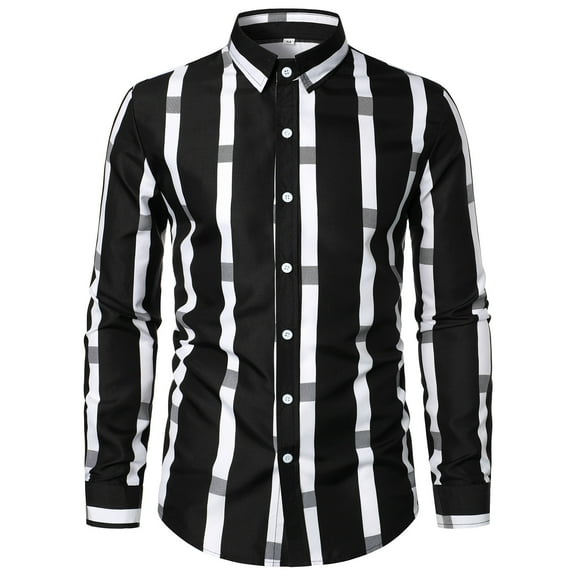 Gubotare Mens Casual Shirts Dress Shirts for Men Dress Casual Novelty Button Down Shirts (Black,XL)