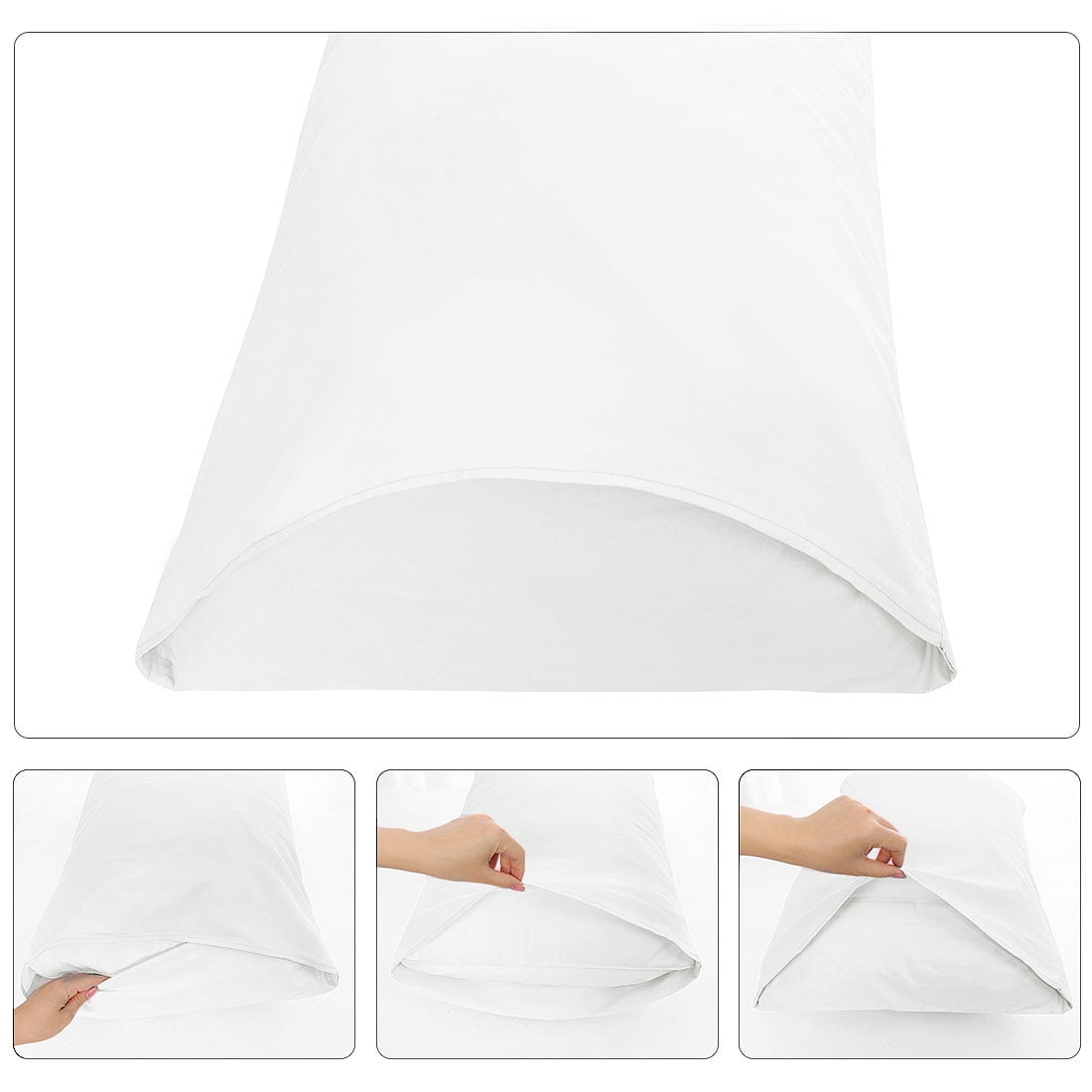 Unique Bargains 300TC Cotton Body Pillow Cover Case, 21" x 55"