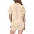 thumbnail image 4 of MEZZALL Girls Satin Pajamas Sets Ocean Themed Print Short Sleeve Lapel Button Down Tops & Shorts Sleepwear For Kids Soft Wear Casual Night Toddler Fashionable Nightwear, 4 of 4