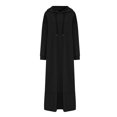 thumbnail image 5 of ylioge Plus Size Dresses for Women Fleece Lined with Hoodies and Pockets Casual Long Sleeve Pullover Ruffle Hem Loose Warm Maxi Dress S-5XL, 5 of 6
