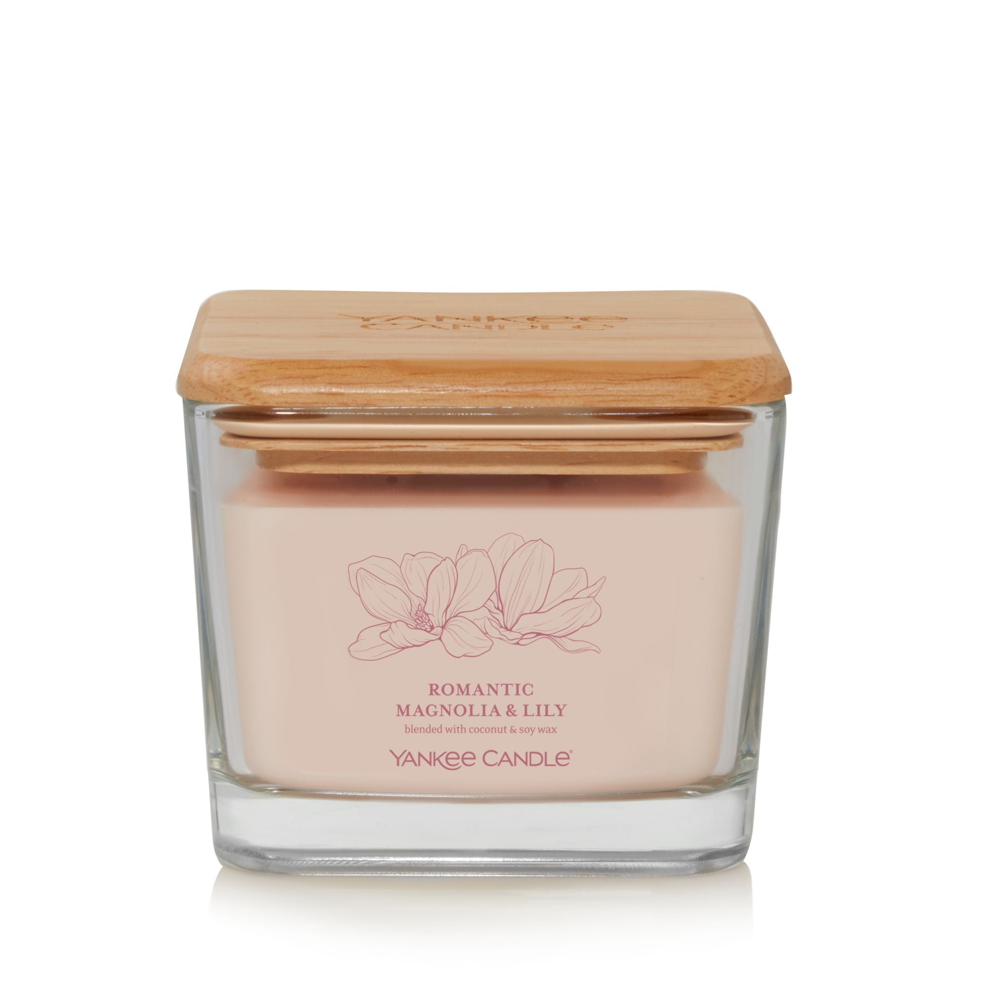 Yankee Candle Romantic Magnolia & Lily Well Living Collection Medium Square Candle 11.25 oz