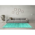 thumbnail image 3 of Ahgly Company Machine Washable Indoor Square Abstract Turquoise Blue Contemporary Area Rugs, 8' Square, 3 of 4