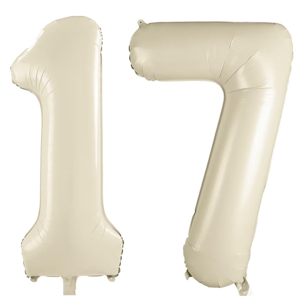 Globo LVMOQIQIU, 40 pulgadas, blanco, número 17, blanco crema, 2 unidades