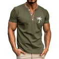thumbnail image 2 of Henley Shirts for Men Summer Short Sleeve Casual Coconut Tree Graphic T Shirts Beach Vacation Outfits, 2 of 5