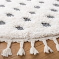 thumbnail image 3 of SAFAVIEH Moroccan Tassel Siofra Dot Print Shag Area Rug, Ivory/Grey, 6'7" x 6'7" Round, 3 of 8