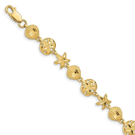 14K Yellow Gold bracelet Fancy 7 in 9 mm Sea Life