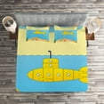 thumbnail image 2 of Ambesonne Yellow Submarine Quilted Coverlet 3 Pcs, Sea Creatures, King Size, Blue Yellow Beige, 2 of 2
