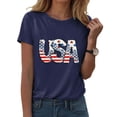 thumbnail image 2 of ORT American Flag Shirts Short Sleeve Women 4th of July Patriotic Tshirt Graphic Tees Casual Short Sleeve Tee Top(Z2-Navy,L), 2 of 5