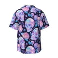 thumbnail image 7 of Picia crystal Skull flower Men's Linen Shirts Short Sleeve Cuban Beach Shirts Casual Shirts Button Down Shirt for Men Beach Summer Wedding Shirt-3X-Large, 7 of 7