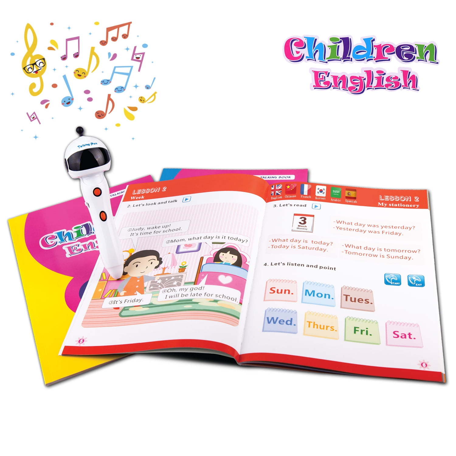 Digital Children English Talking Pen with 3 Interactive Books 6 Languages N5S5 