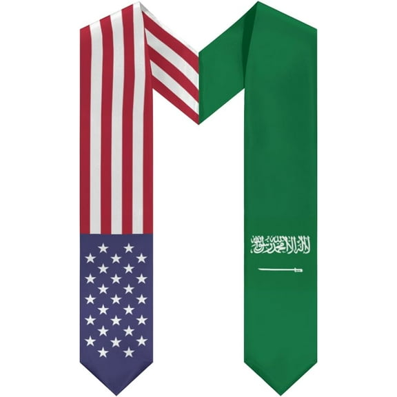 DABOYOZHZH Saudi Arabia Mix United States Flag Graduation Stole Sash For Study Aboard International Students