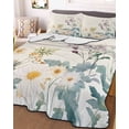 thumbnail image 2 of Quilts Twin Size, Watercolor Flowers Beige Soft Comforter Bedding Set for Bed, Spring Summer Retro Botanical Lightweight Quilted Bedspread with Pillow Cover(2 Pieces) for All Season, 68x86 Inch, 2 of 6