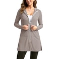 thumbnail image 4 of SuTry Sun Protection Jacket for Women UV Cover Up Full Zip Hooded with Side Pockets Split Hem Lightweight Breathable Beach Pool Vacation Jacket, 4 of 5