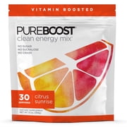Pureboost Clean Energy Powder Drink Mix,13 oz, Refreshing Energy Booster with B12 Vitamins, Electrolytes, Antioxidants, Sugar-Free with No Sucralose (Citrus Sunrise, 30 Servings)