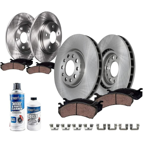 Detroit Axle - 10pc Brake Kit for 2017 2018 Chevy Malibu [with Manual Parking Brake], Disc Brakes Rotors Ceramic Brake Pads Replacement: 11.81" inch Front and 11.34" inch Rear Rotor