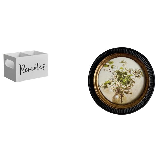 Organizador Remoto De Madera Retro Y Marco De Fotos De Resina Con Relieve Europeo, Exhibición Decorativa Para Mesita De Noche, Sofá, Oficina, Dormitorio.