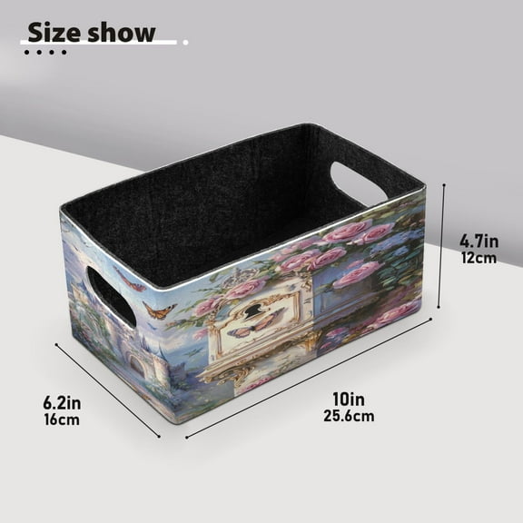 BZSMCE Shelf Baskets Postbox with Roses Pattern Storage Cube Bins 10.1*6.3*4.7in Set of 2
