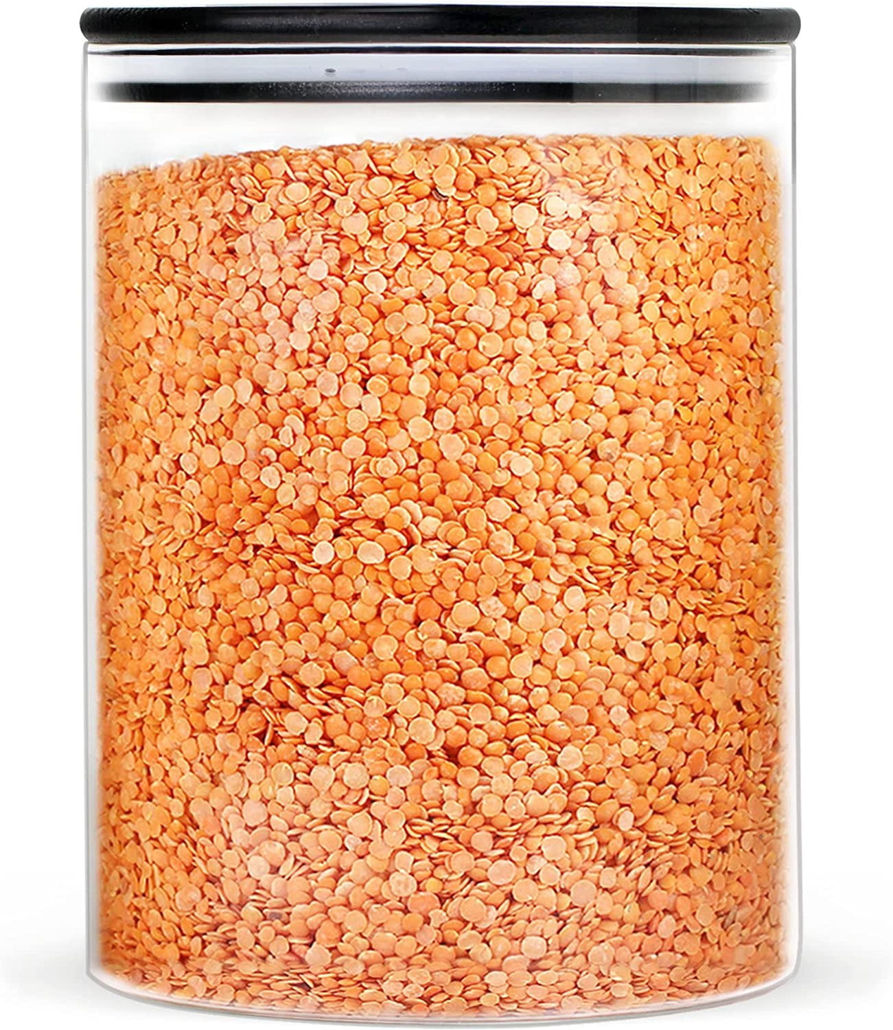 Glass Jars with Black Bamboo Lids EcoEvo, Glass Food Jars and Canisters Sets, Large Size Glass