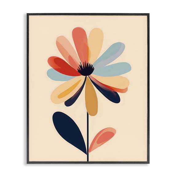 Stupell Industries Modern Alternating Petals Flower Black Framed Giclee Art, 11 x 14, by Walker Noble