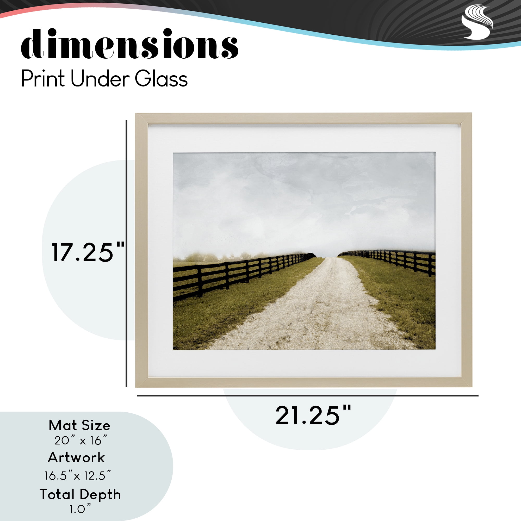 Stupell Industries Fenced Countryside Lane Birch Framed Print Under Glass, design by Ynon Mabat