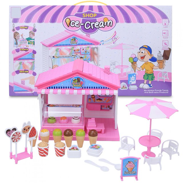 Simulación de helado/hamburguesería, juego de comida para juego de imitación para niños con sonido ligero