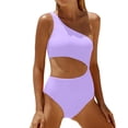 thumbnail image 2 of MLQIDK Women One Piece Swimsuit 2026 Patchwork Twist Front V Neck Ruched Tummy Control Swimwear Bathing Suits Full Coverage Slimming Swimwear Purple 2XL, 2 of 5