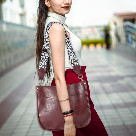 PU Women Single Shoulder Bag, Leopard Straps Waterproof Solid