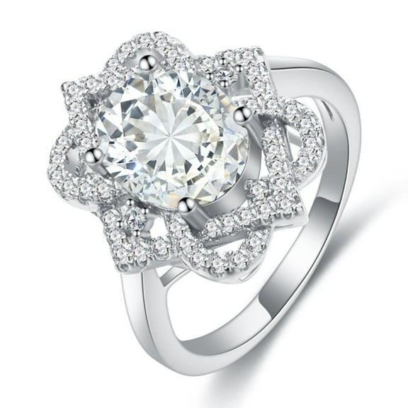 3 Carat Womens Statement Rings CZ Imitation Moissanite Diamond Rings for Women 925 Sterling Silver Cocktail Rings Costume Diamond Jewelry for Wedding