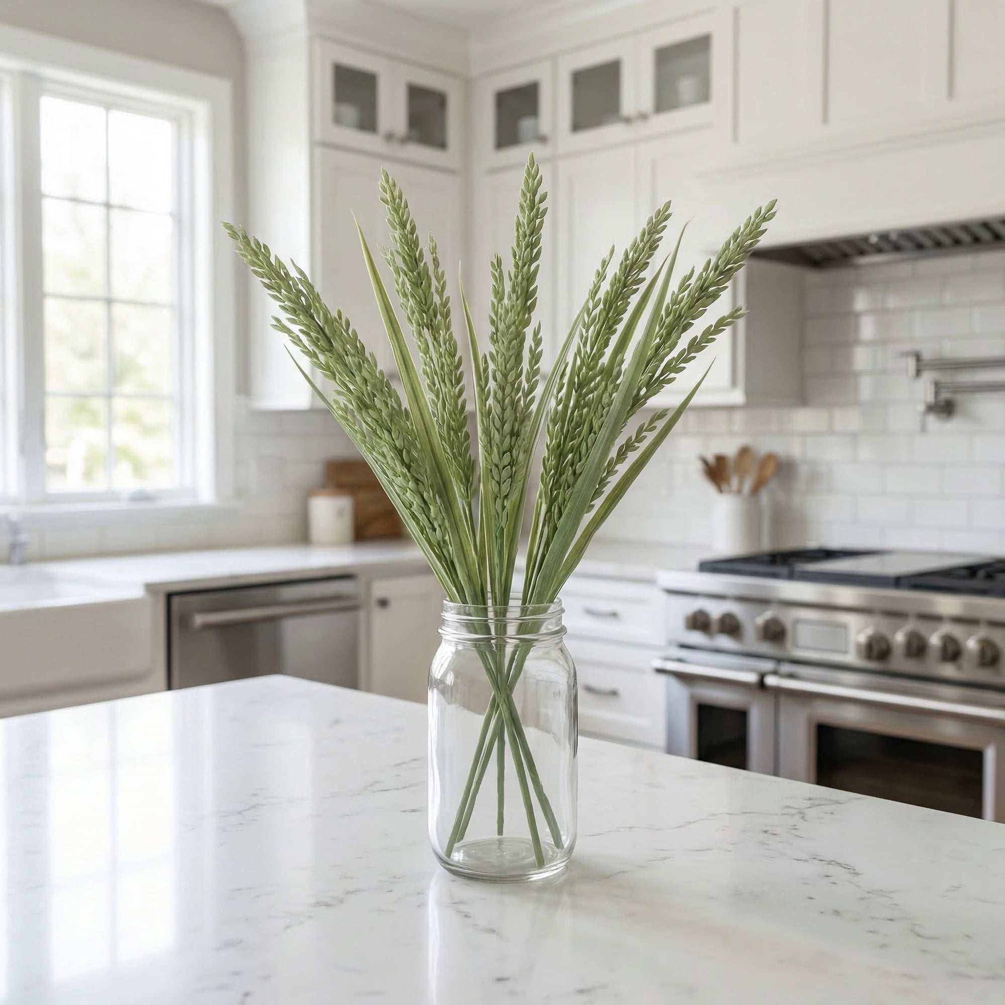 Unique Bargains 10Pcs Artificial Wheat Stems 15.7" Green