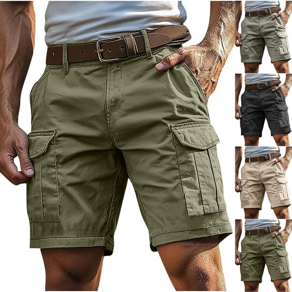 Akafmk Mens Cargo Shorts Casual Solid Color Multi Pockets Back Pockets Workwear Shorts Pants XXXL