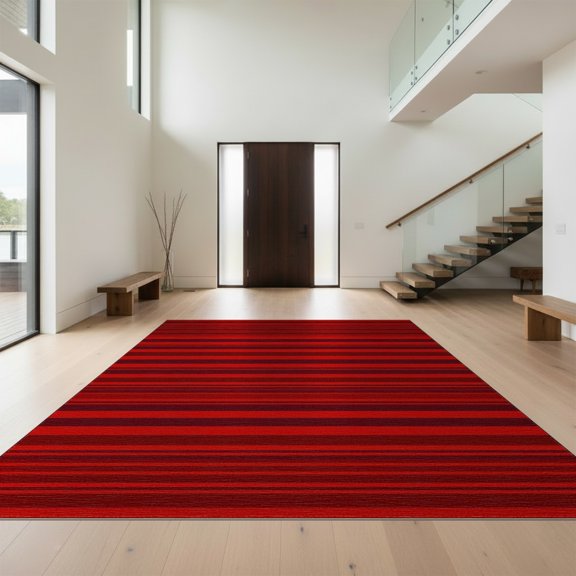 Design&I 8'x10' Washable Area Rug Plush Look Subtle Tonal Stripe Bands Minimalist Detailing Solid Flowing Dynamic for Dining Room, Large Office, Lounge, Snag-Free
