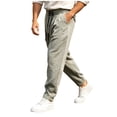 thumbnail image 5 of Atkumj Athletic Pants for Men with Pockets Fashion Crinkle Texture Drawstring Casual Pants Elastic Waistband Solid Color Straight Fit Trousers for Men S, 5 of 6