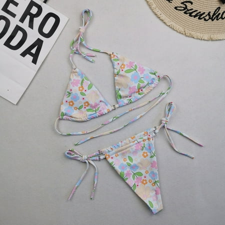 2024 Women Bikini Swimwear Brazilian Bikini Sexy Mini Halter Lacing Up Triangle Bikini Set Women s Swimsuit Vintage Bathing Suit