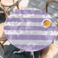 thumbnail image 2 of Purple Striped Round Tablecloth, Fitted Table Cover with Elastic for 36"-44" Round Tables, Farmhouse Vintage Stripes Table Cloth Outdoor Indoor Dinning Party Waterproof Tablecloths, 2 of 7