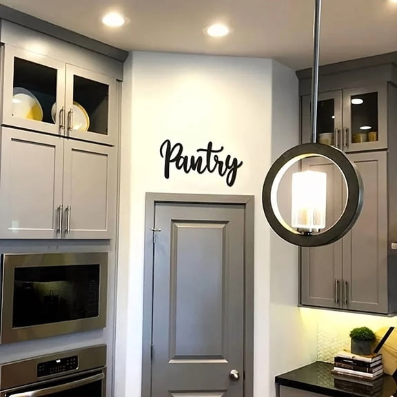 HELLOYOUNG Farmhouse Style Metal Pantry Wall Sign Black Rustic Pantry Wall Plaque Elegant Kitchen Art Decor for Food Storage Room Wall Decals & Stickers