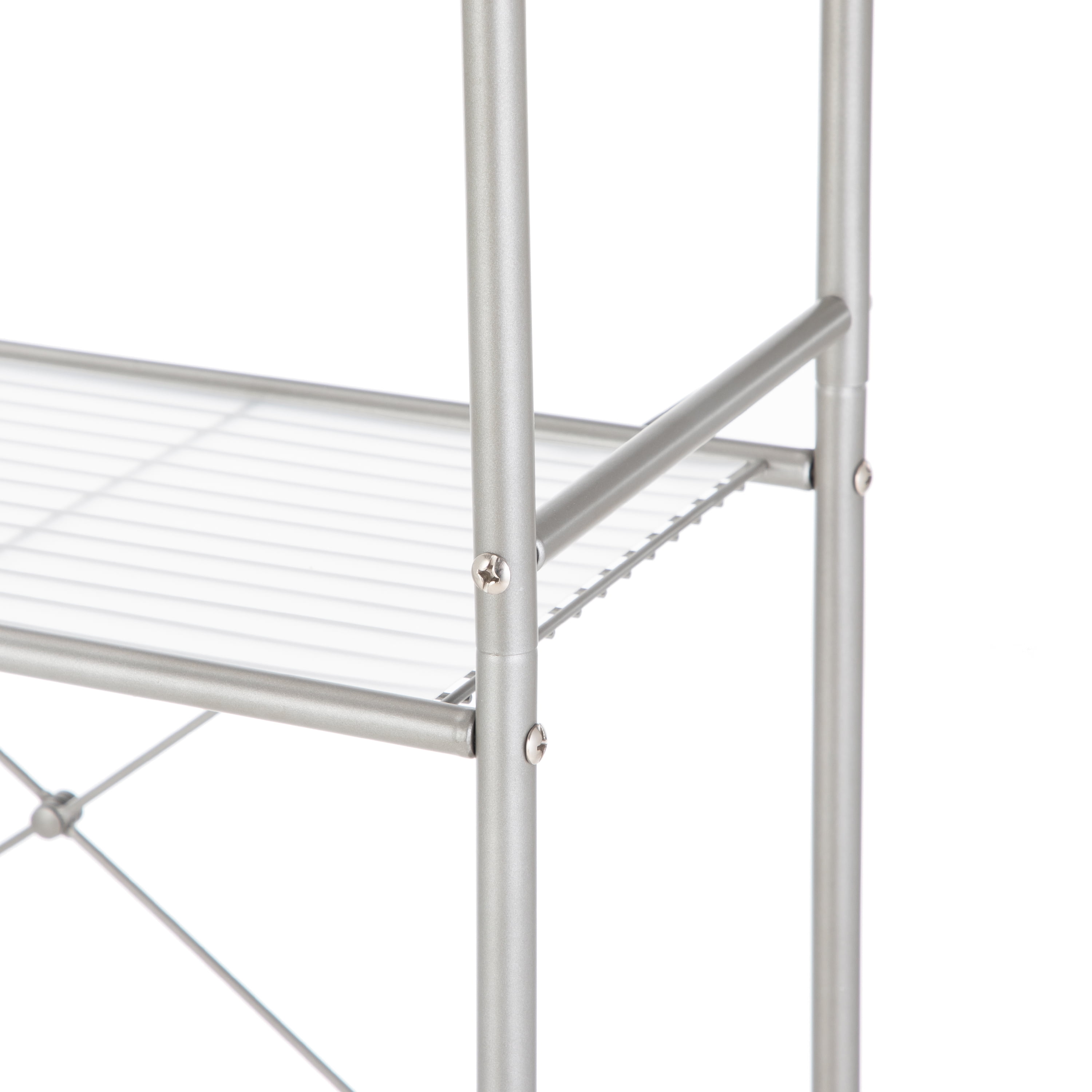 Mainstays Over-the-Toilet 3-Shelf Steel Storage Unit with Liners, Satin Nickel