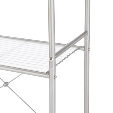 MAINSTAYS OVER-THE-TOILET 3-SHELF STEEL STORAGE UNIT WITH LINERS SATIN NICKEL
