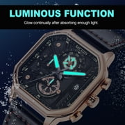 MEGIR Mens Sport Casual Watch Chronograph, Quartz Movement, 3ATM Water Resistant, Leather Strap