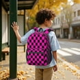 thumbnail image 6 of Pink and Black Checkered Pattern 17" School Backpacks for Teens,Waterproof Oxford Fabric,S-Shape Padded Straps for School,Travel,Hiking,Camping, 6 of 6