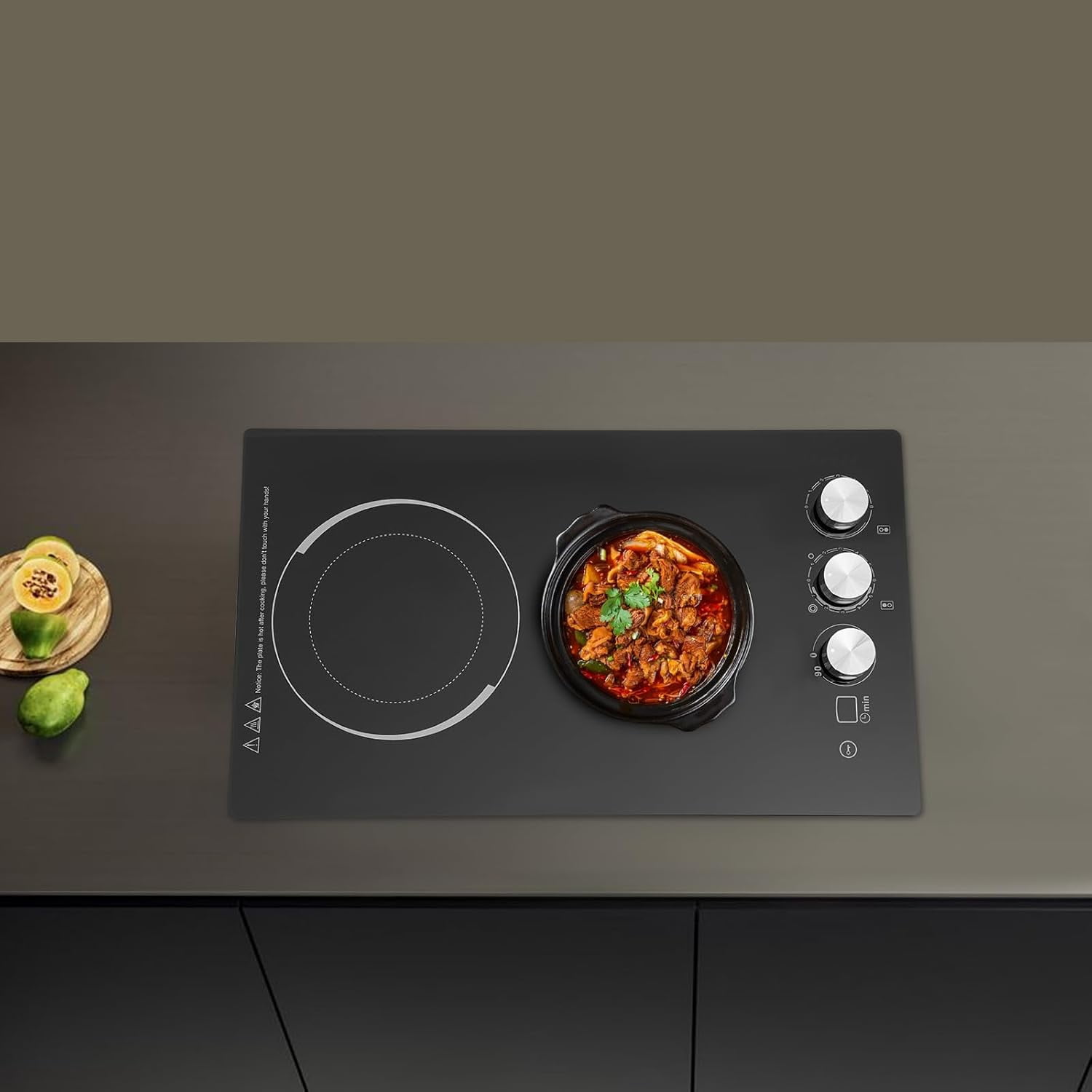Electric Ceramic Cooktop 2 Burners, 110V Electric Stove Top Firepower Gears Adjustable with LED Display&Child Safety Lock, for Kitchen Hotel Restaurant