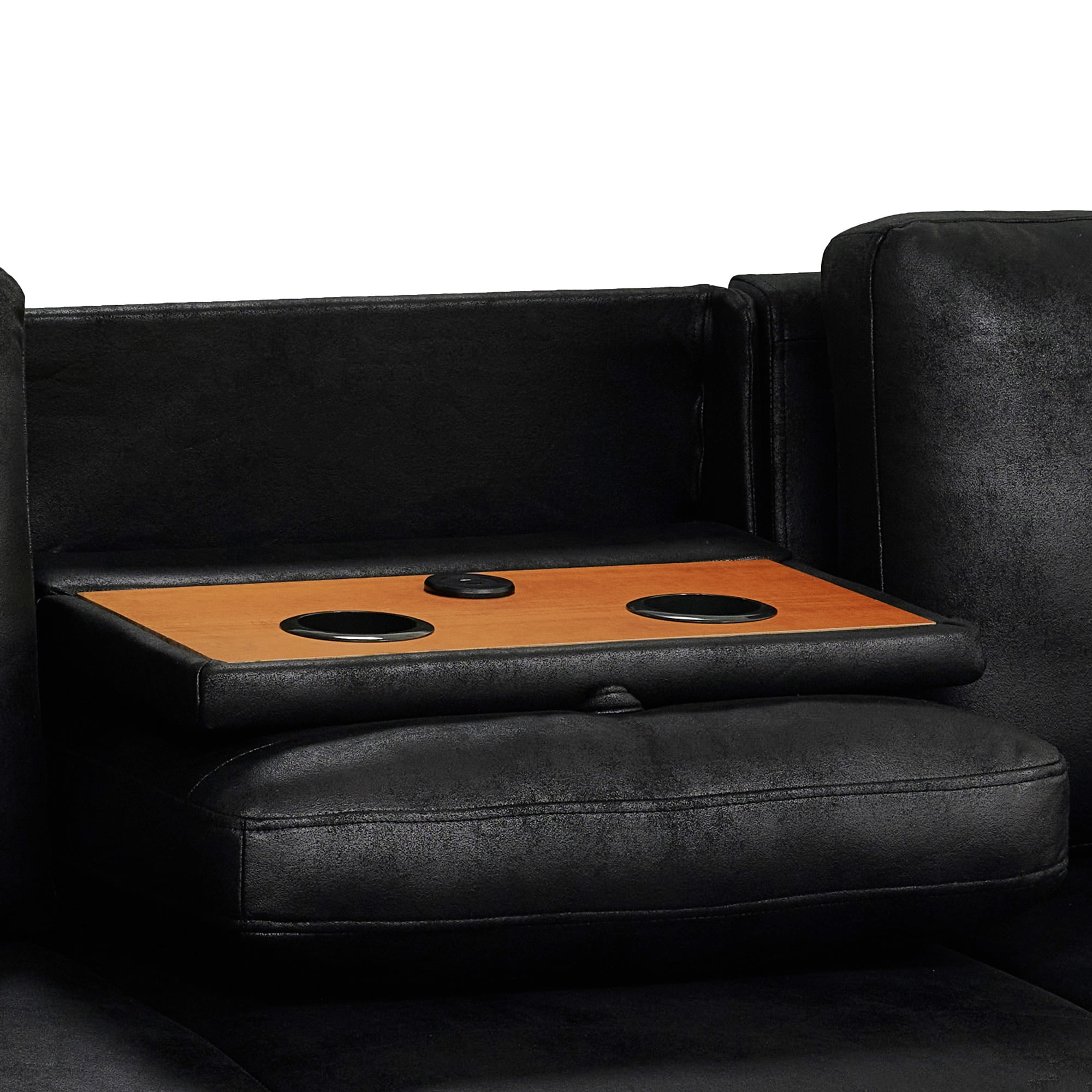 Howcool 94" Upholstered Sectional Sofa with Pull-Out Bed and Storage Chaise,Textured Fabric Sleeper Couch with USB Charger & Cup Holders for Living Room,Black