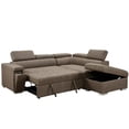 thumbnail image 4 of THSUPER Modern Sectional Sofa Couch with Pull-Out Bed, L Shaped sectional couches for living room, ottoman with storage and Chaise Lounge，Brown, 4 of 7