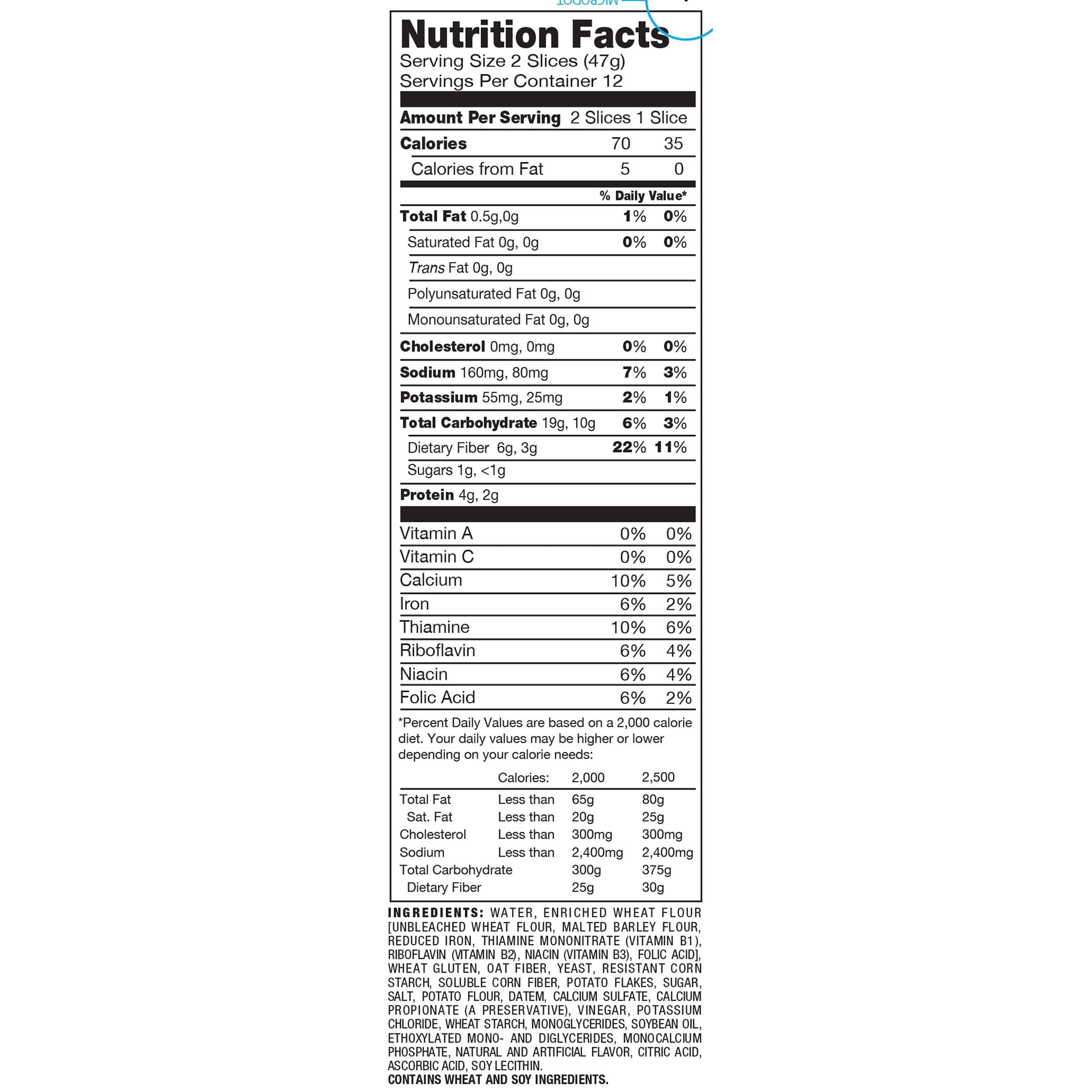 Potato Bread Nutrition Label Besto Blog