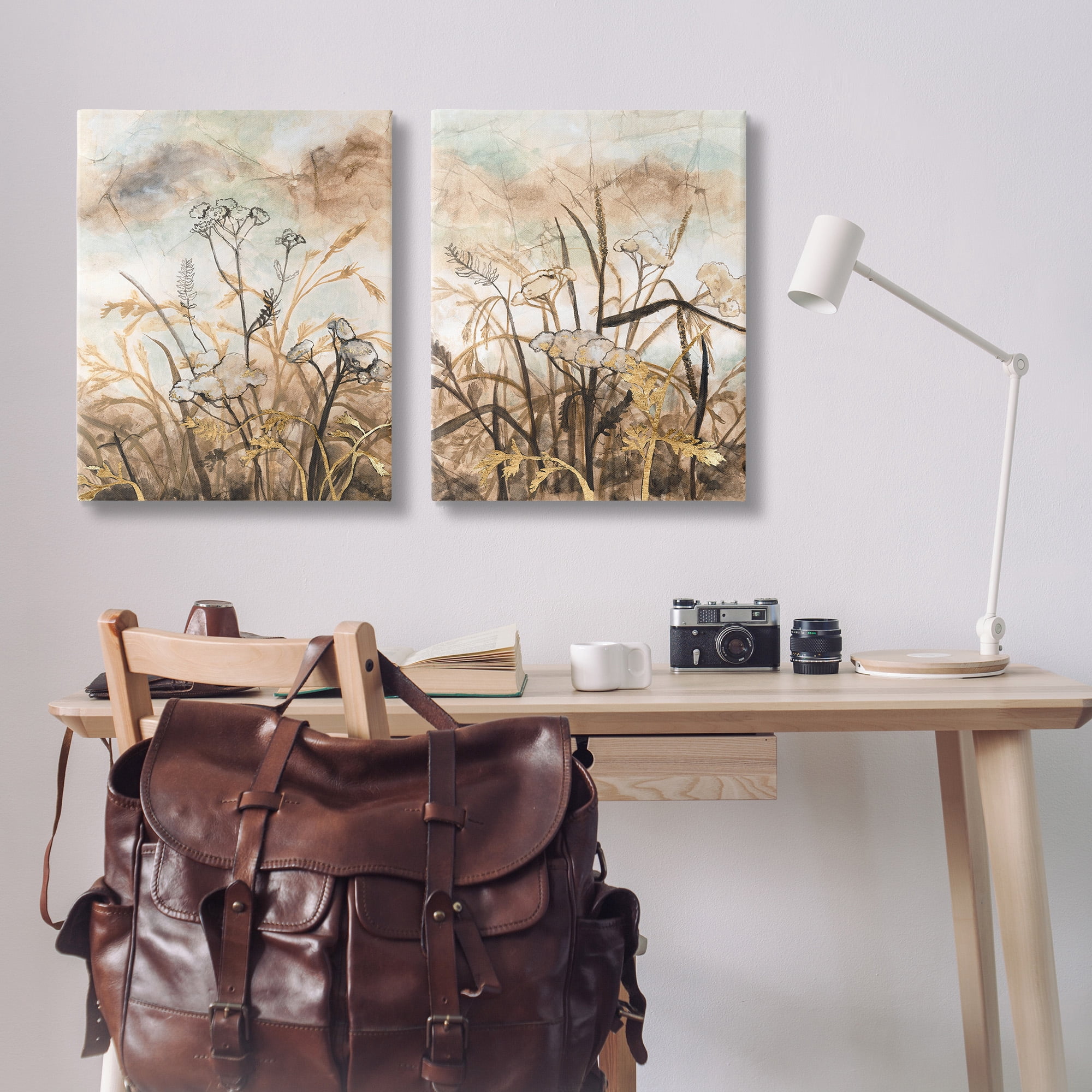 Stupell Industries Abstract Nature Outlines Landscape Painting Gallery Wrapped Canvas Art Print Wall Art, 24 x 30, Set of 2