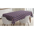 thumbnail image 1 of Clown Tablecloth, Continuous Joyful Fun Pattern with Sweets Ice Creams Happy Man Pattern, Rectangle Satin Table Cover Accent for Dining Room and Kitchen, 52" X 70", Indigo and Multicolor, by Ambesonne, 1 of 2