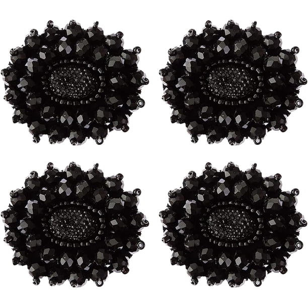 piezas de diamantes de imitación ovals negros de 2.16 pulgadas (5 cm) accesorios decorativos para zapatos, hebilla trasera de metal, pinzas para decoración de zapatos, sandalias, hebilla de lazo