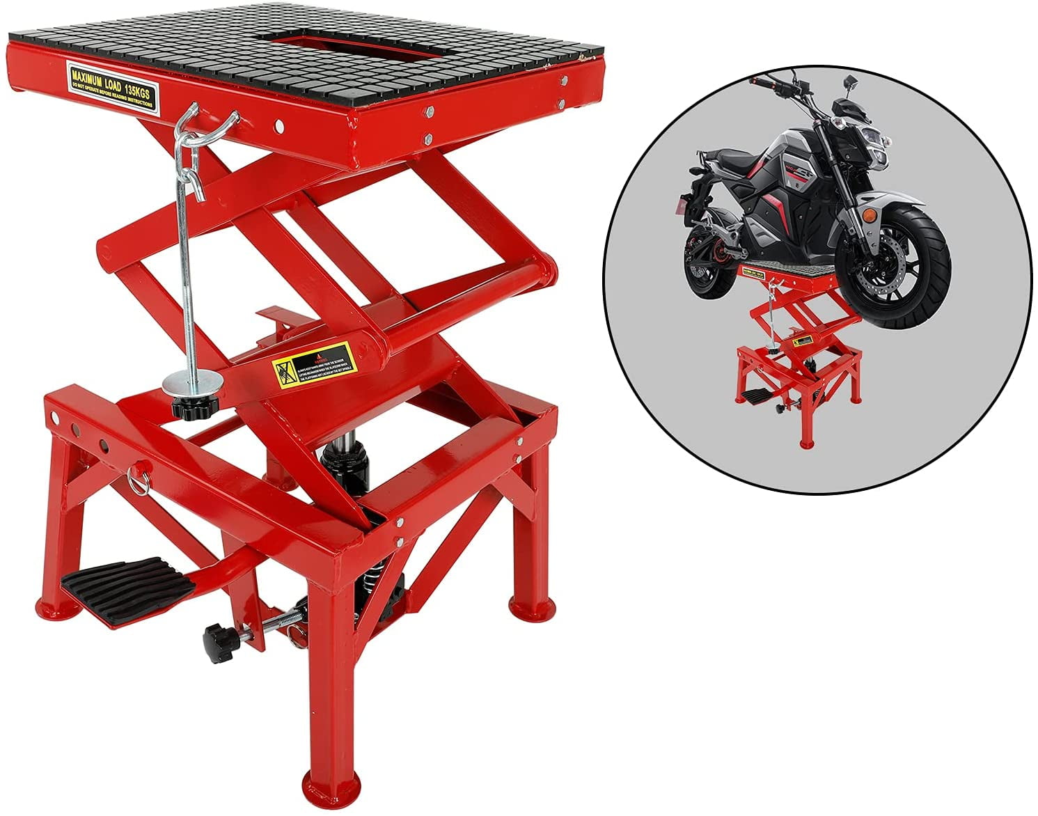 YORKING 300lb Motorcycle Lifter Heavy Duty Hydraulic Scissor Motor Bike ATV Jack Lift Tools Durable