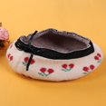 thumbnail image 4 of Kids Fashion Beret Cherry Embroidery Woolen Hat Beanie Turban Hat Fedoras Color Matching Design, 4 of 7