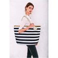 thumbnail image 2 of Bolsa de herramientas Bolsa de playa grande de lona a rayas - Cierre de cremallera superior - Forro impermeable - Bolso de hombro para mujer Bolsos de hombro Viajes en la playa, 2 of 5